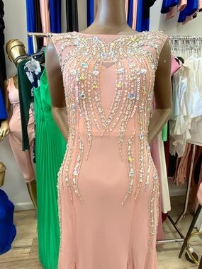 Embellished Blush Pink Evening Dress